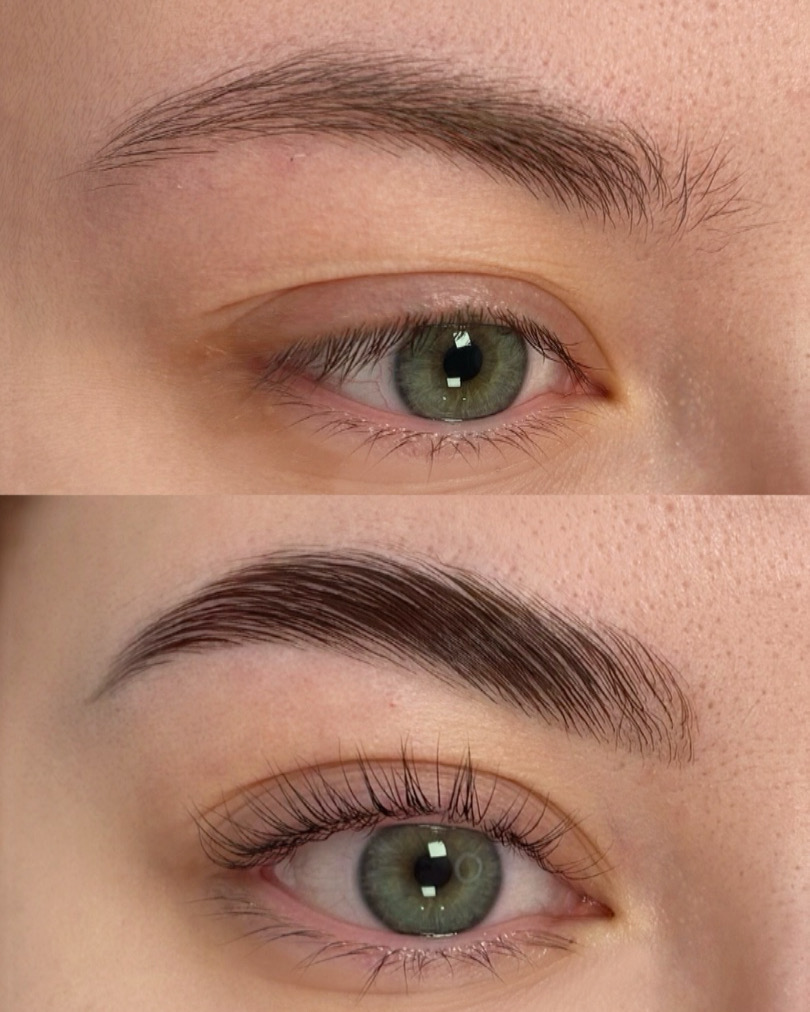 Lashlift & browlift -ennen ja jälkeen 
